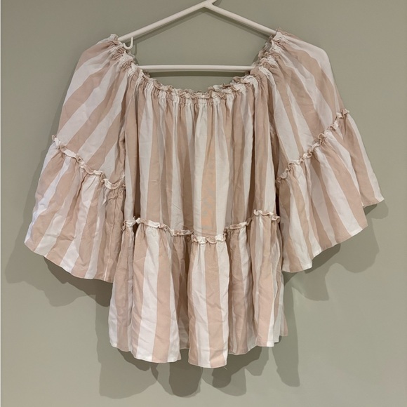 Beachy Striped Off-Shoulder Blouse American Eagle Medium - Picture 6 of 7